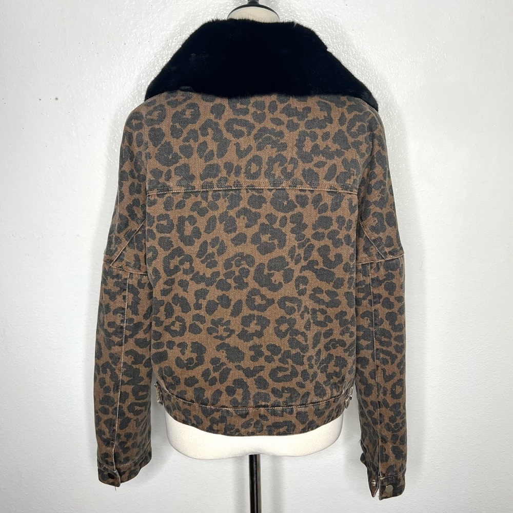 superdown Brown Leopard Print Jean Jacket with Bl… - image 6